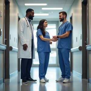LPN and RN and Doctor talking