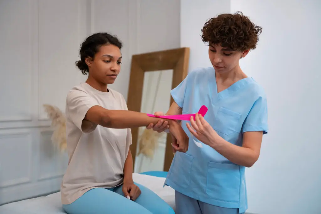 An occupational therapist assistant helping with a patient
