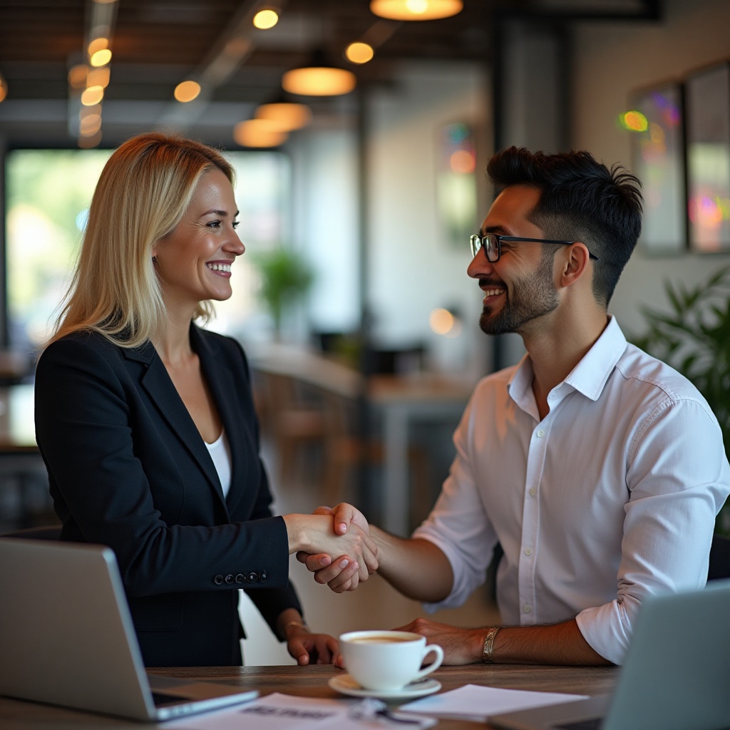 two professionals, shaking hands to close the deal