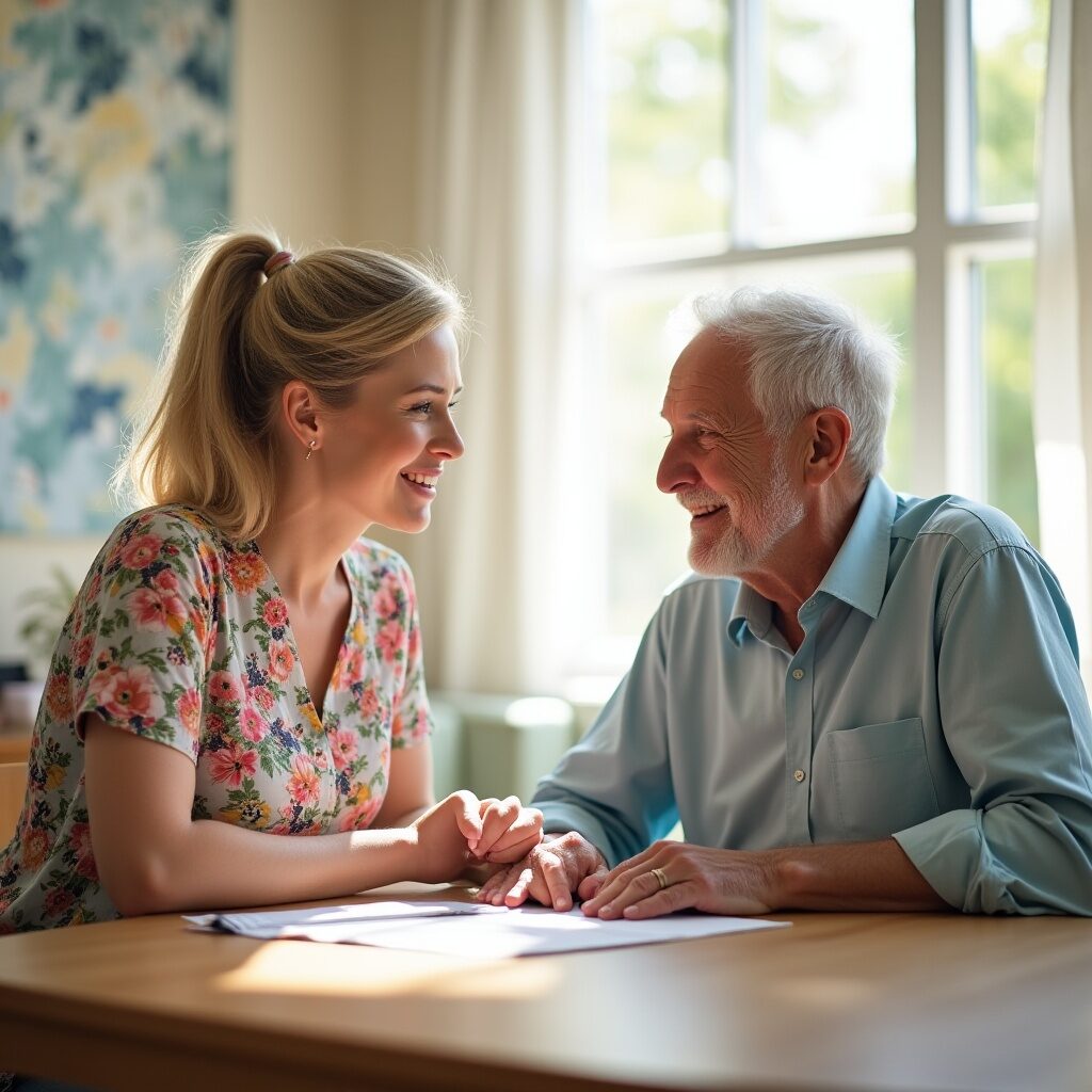 Speech-Language Pathologist working with an elderly male